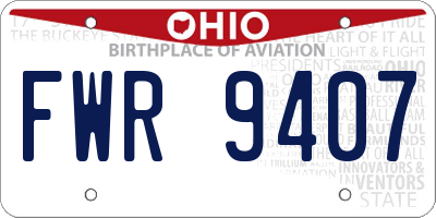 OH license plate FWR9407