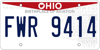 OH license plate FWR9414