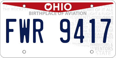 OH license plate FWR9417