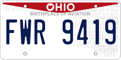 OH license plate FWR9419