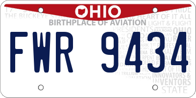 OH license plate FWR9434