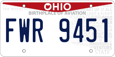 OH license plate FWR9451