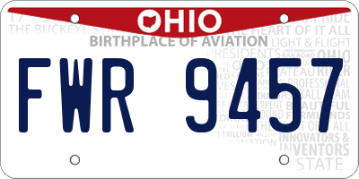 OH license plate FWR9457