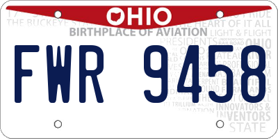 OH license plate FWR9458