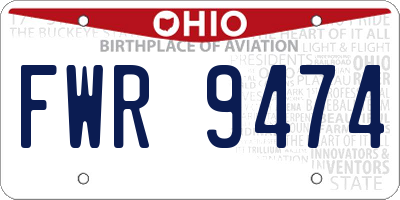 OH license plate FWR9474