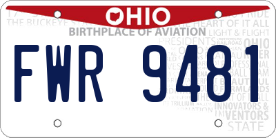OH license plate FWR9481