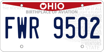 OH license plate FWR9502