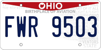 OH license plate FWR9503