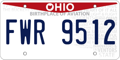 OH license plate FWR9512