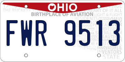 OH license plate FWR9513