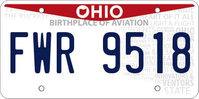 OH license plate FWR9518