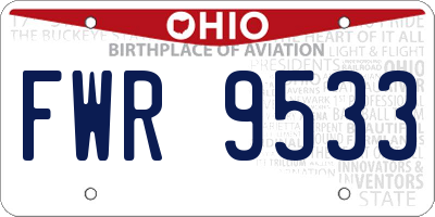 OH license plate FWR9533