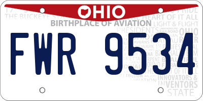OH license plate FWR9534