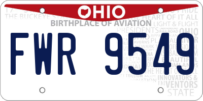 OH license plate FWR9549