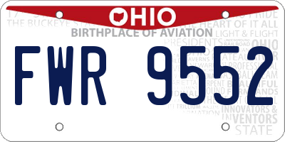 OH license plate FWR9552