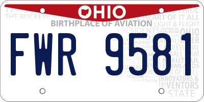 OH license plate FWR9581