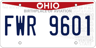 OH license plate FWR9601