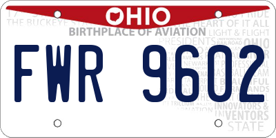 OH license plate FWR9602