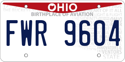 OH license plate FWR9604