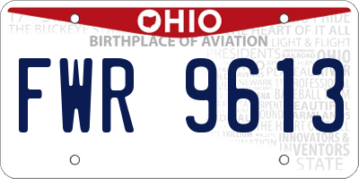 OH license plate FWR9613
