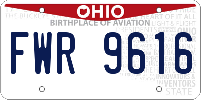 OH license plate FWR9616