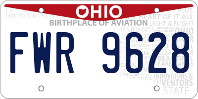 OH license plate FWR9628