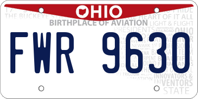 OH license plate FWR9630