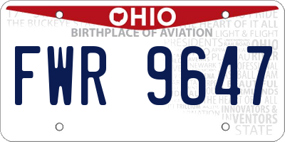 OH license plate FWR9647