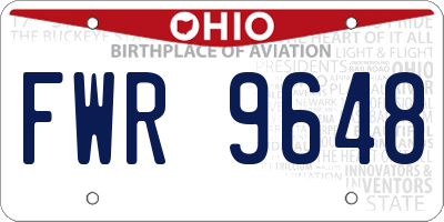 OH license plate FWR9648