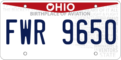 OH license plate FWR9650