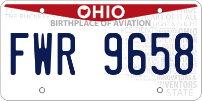 OH license plate FWR9658