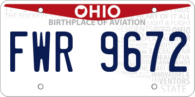 OH license plate FWR9672