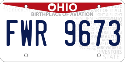 OH license plate FWR9673