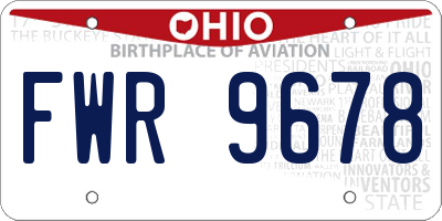 OH license plate FWR9678