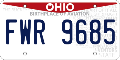 OH license plate FWR9685