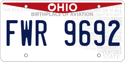 OH license plate FWR9692
