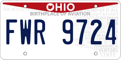 OH license plate FWR9724
