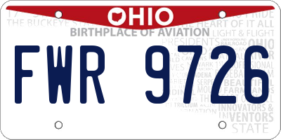 OH license plate FWR9726