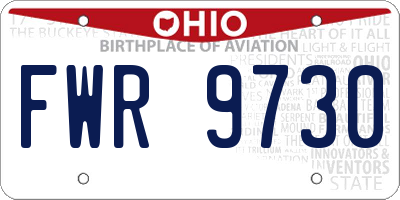 OH license plate FWR9730