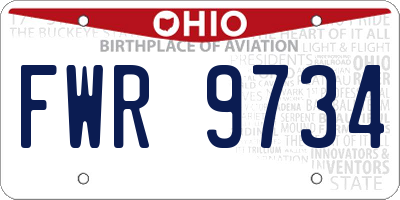 OH license plate FWR9734