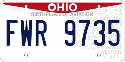 OH license plate FWR9735