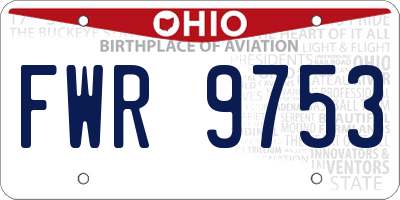 OH license plate FWR9753
