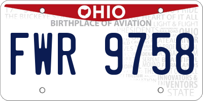 OH license plate FWR9758