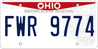 OH license plate FWR9774