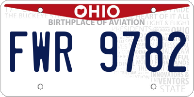 OH license plate FWR9782