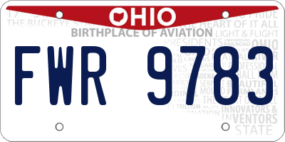 OH license plate FWR9783