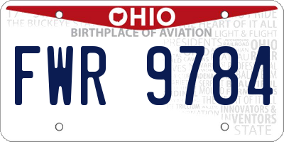 OH license plate FWR9784