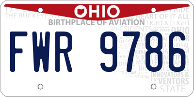 OH license plate FWR9786