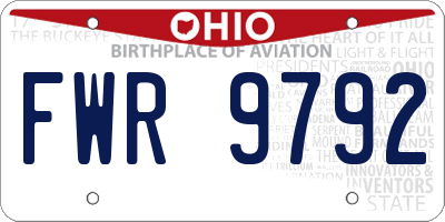 OH license plate FWR9792