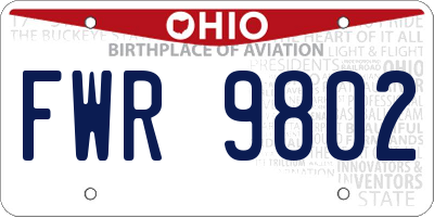 OH license plate FWR9802